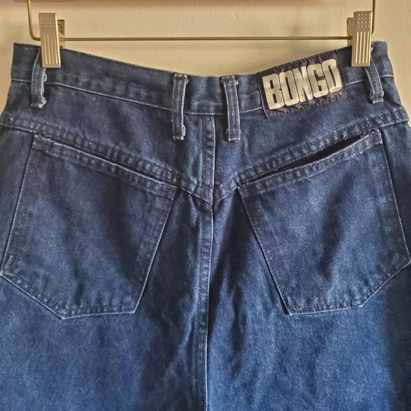 VTG BONGO Dark Denim shorts Size 13 Jrs Button Fly High Waist Sailor Western - Picture 6 of 13